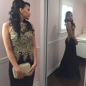 Black and Gold Mermaid Prom Dress (only worn once)